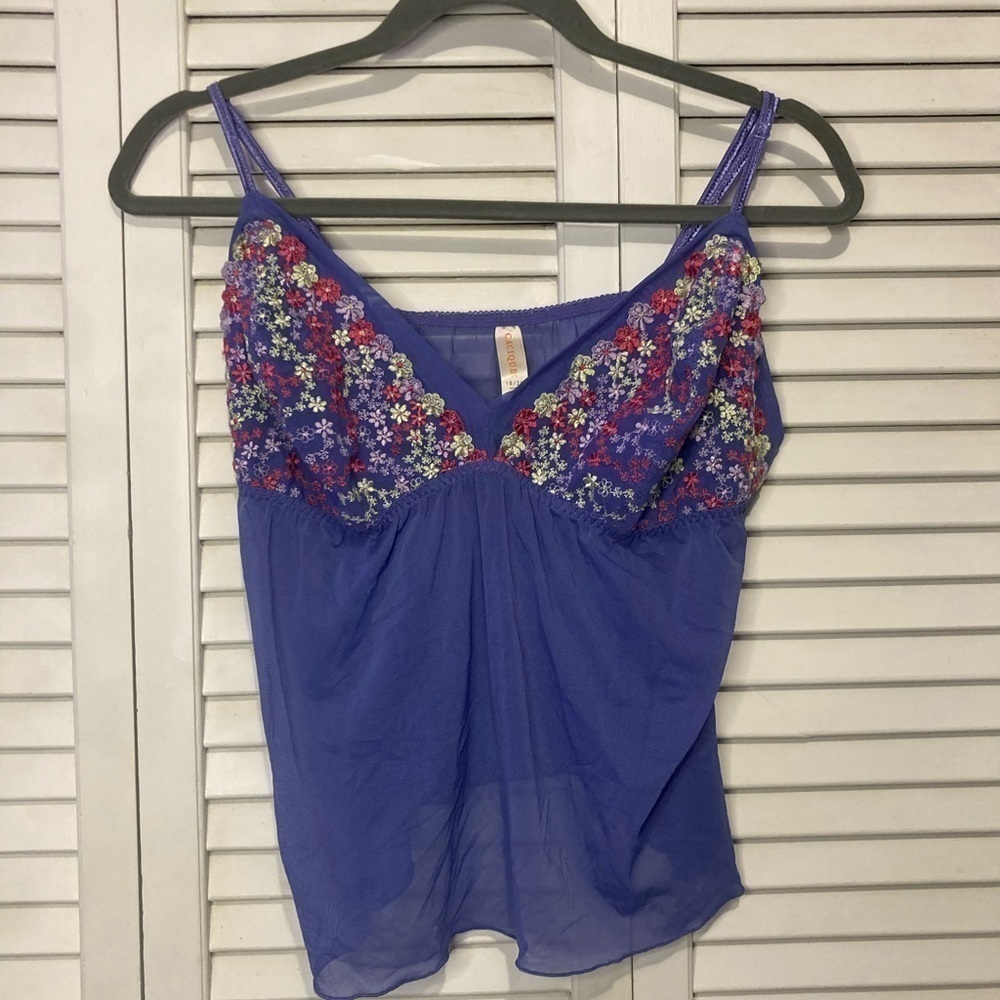 Cacique Purple Floral Sheer Top Size 18/20